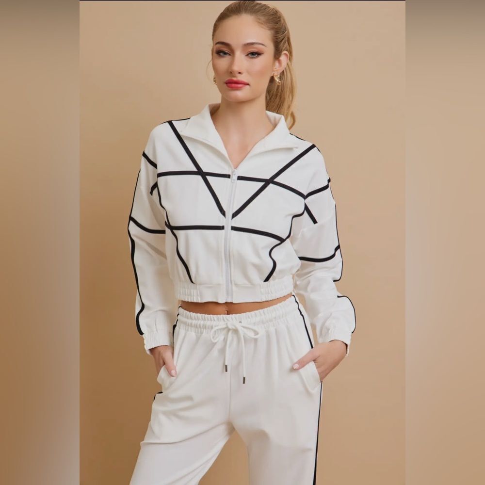 Jackie White and Black Striped Jumpsuit - Picture 3 of 4